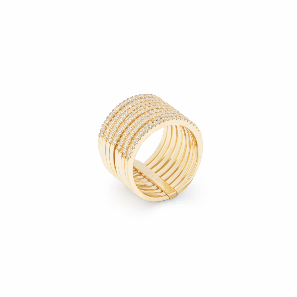 Anello in argento 925 - Anello Gold Crystal Waterfall