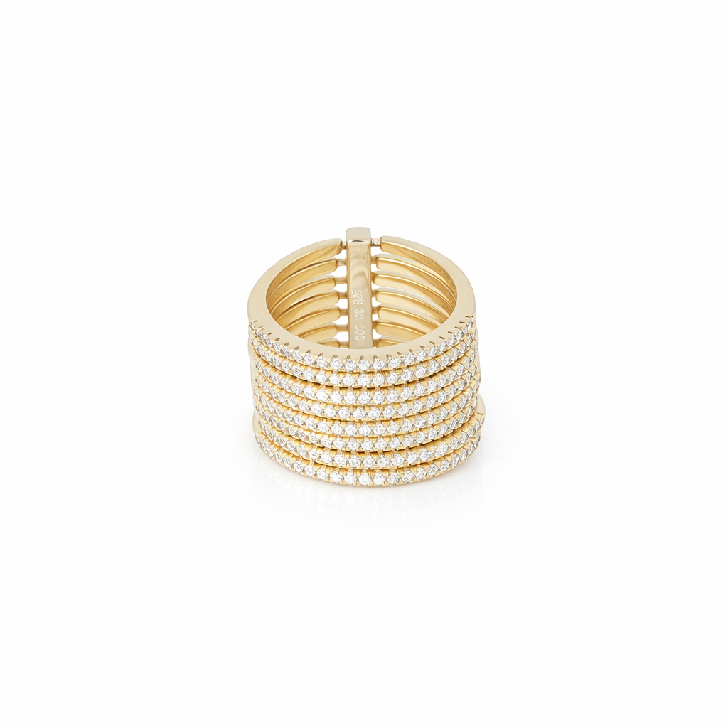 Anello in argento 925 - Anello Gold Crystal Waterfall