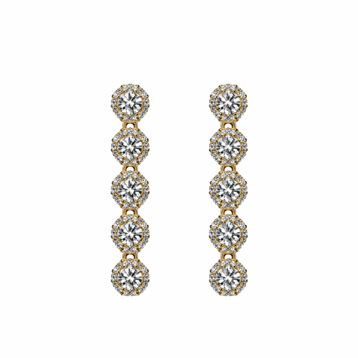 Orecchini pendenti con cuore in argento 925 con zirconi - Orecchini Golden Cascade