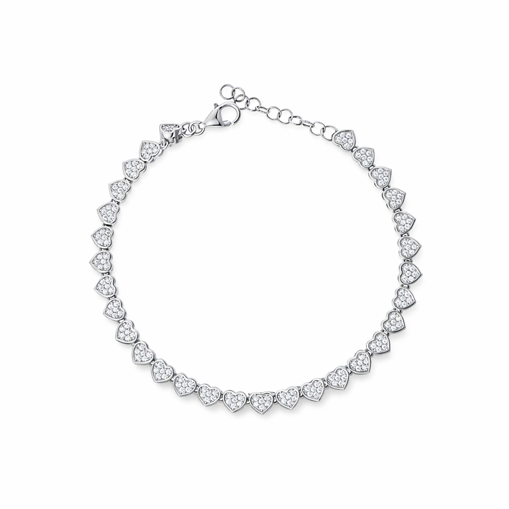 Bracciale con cuore in argento 925 con zirconi - Bracciale Angelic Heart Luxe