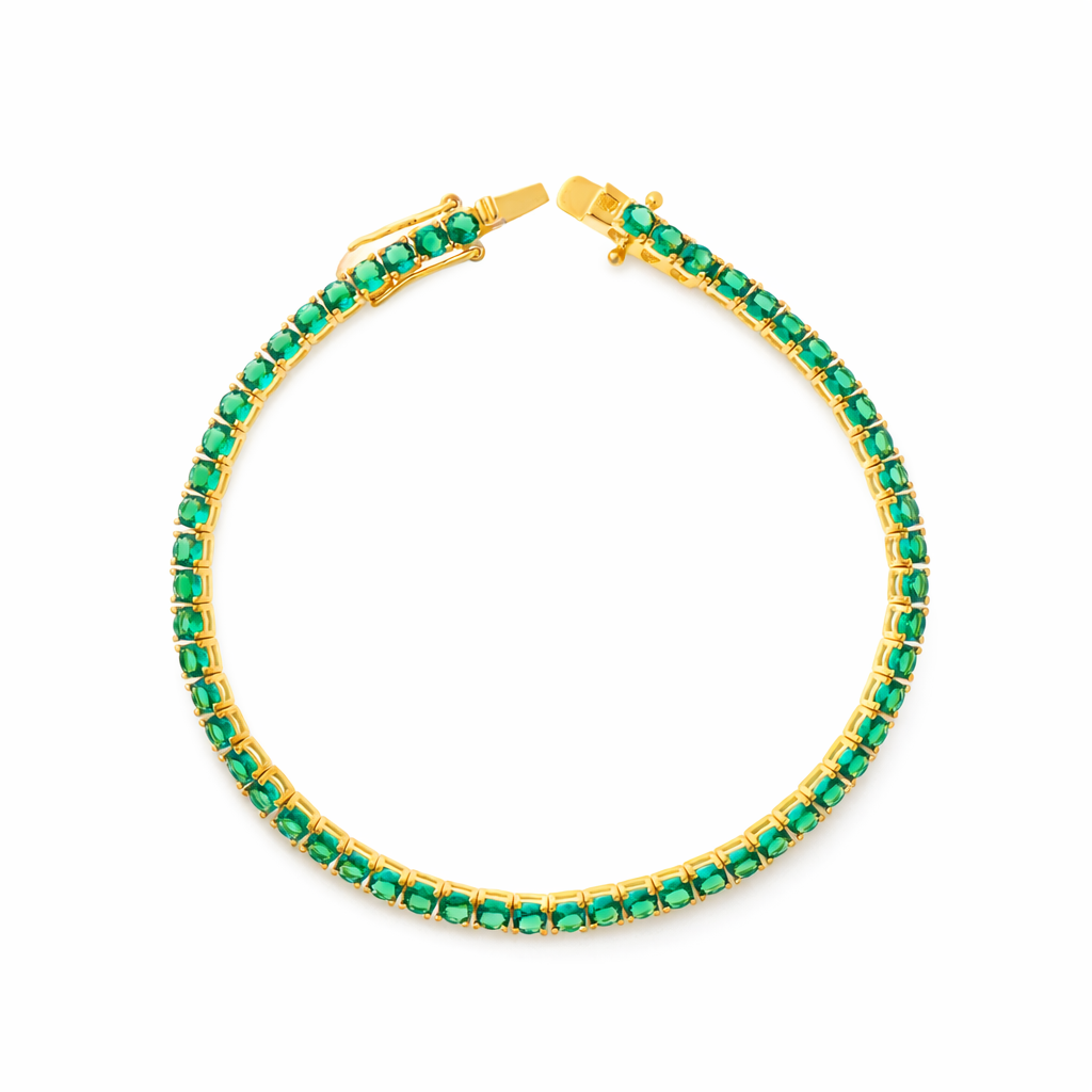 Gioiello in argento 925 - Tennis Gold Emerald