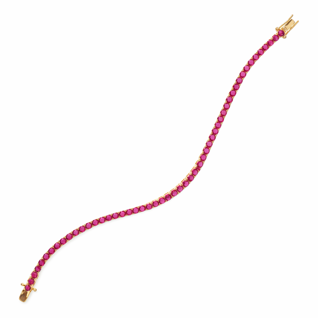 Gioiello in argento 925 con zirconi - Tennis Gold Magenta