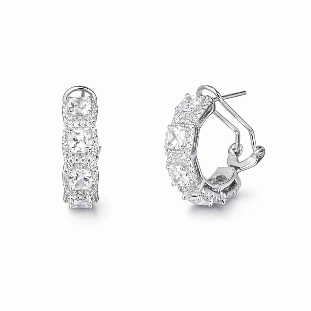 Orecchini in argento 925 con zirconi - Orecchini Majestic White Glow Silver