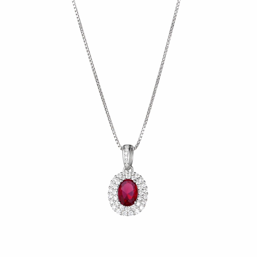 Collana pendenti in argento 925 - Collana Luce Eterna Ruby Red