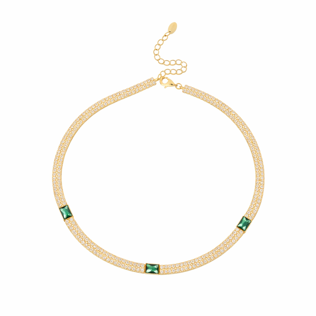 Collana in argento 925 - Collana Emerald Square Gold