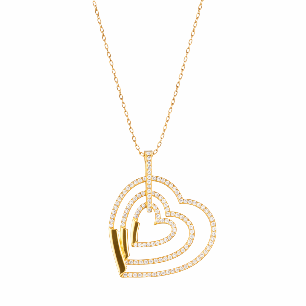 Collana pendenti con cuore in argento 925 - Collana Much love Gold