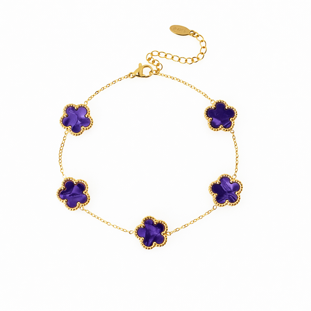 Bracciale dorato - Bracciale Quadrifoglio Purple Gold