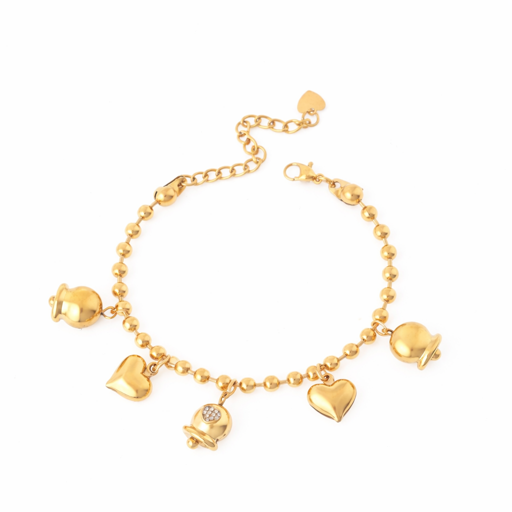 Bracciale con cuore con charm dorato - Bracciale Minimal Charm