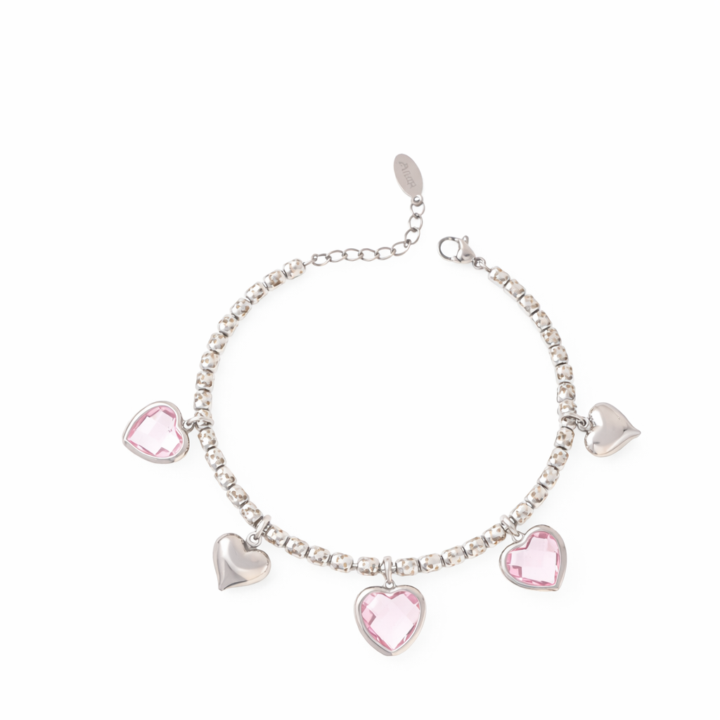 Bracciale con cuore - Bracciale Forever Pink Hearts