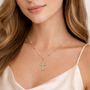 Collana pendenti con croce dorato - Collana Fede Rosata