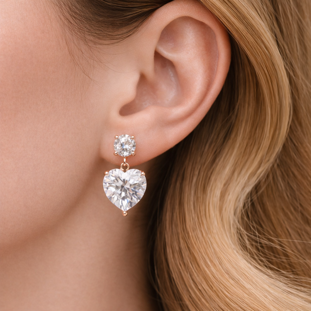 Orecchini pendenti con cuore dorato - Orecchini Gold Iskra