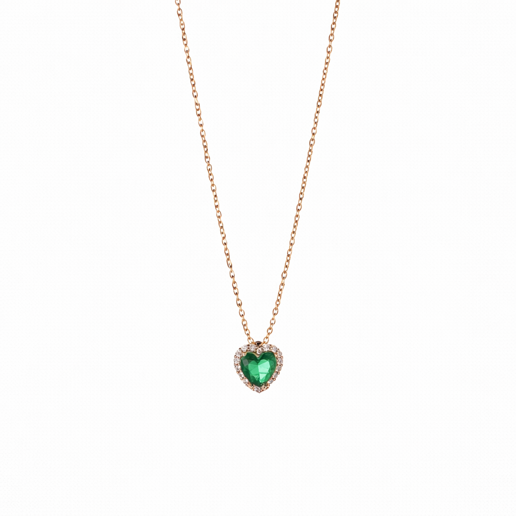 Collana pendenti con cuore dorato - Collana Green Heart Gold