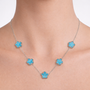 Collana - Collana Quadrifoglio Silver Turquoise