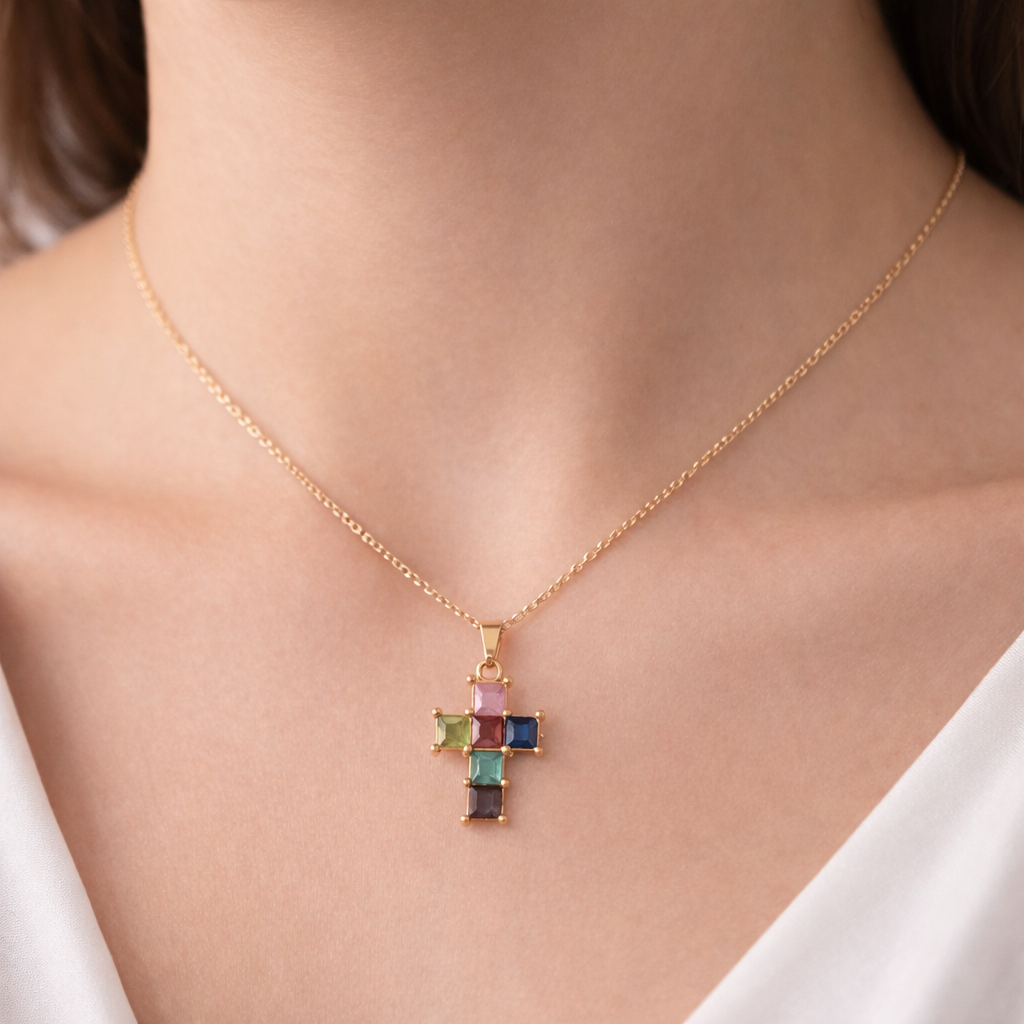 Collana pendenti con croce dorato - Collana Faith in Color