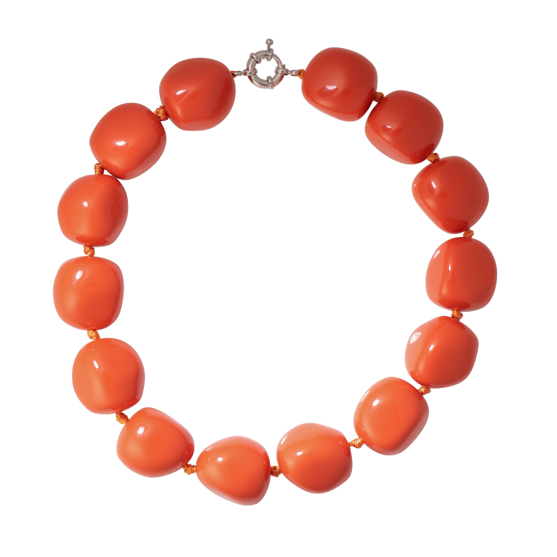 Collana - Collana Pebble Silver - ARANCIONE