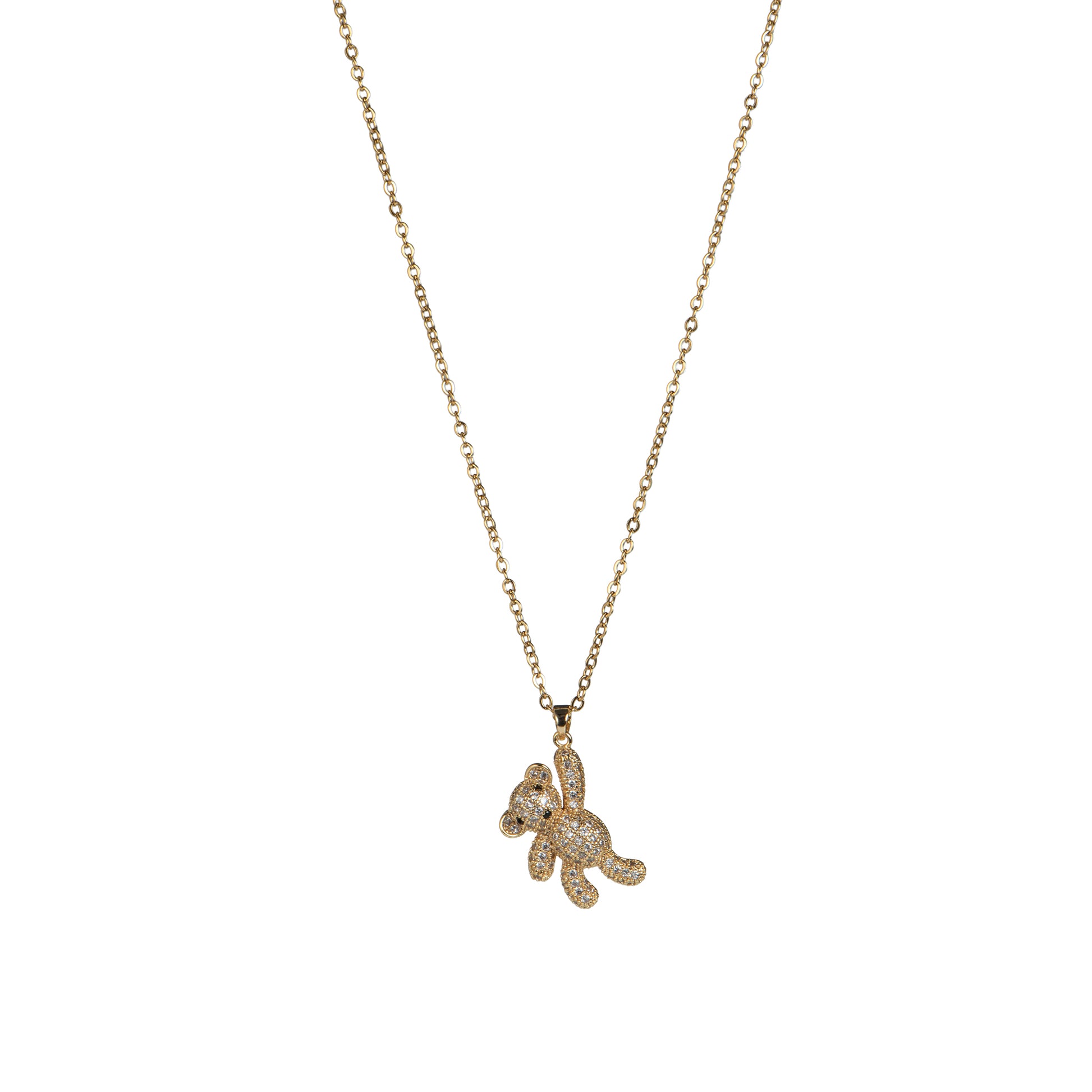 Collana con charm dorato con zirconi - Collana Sparkling Teddy