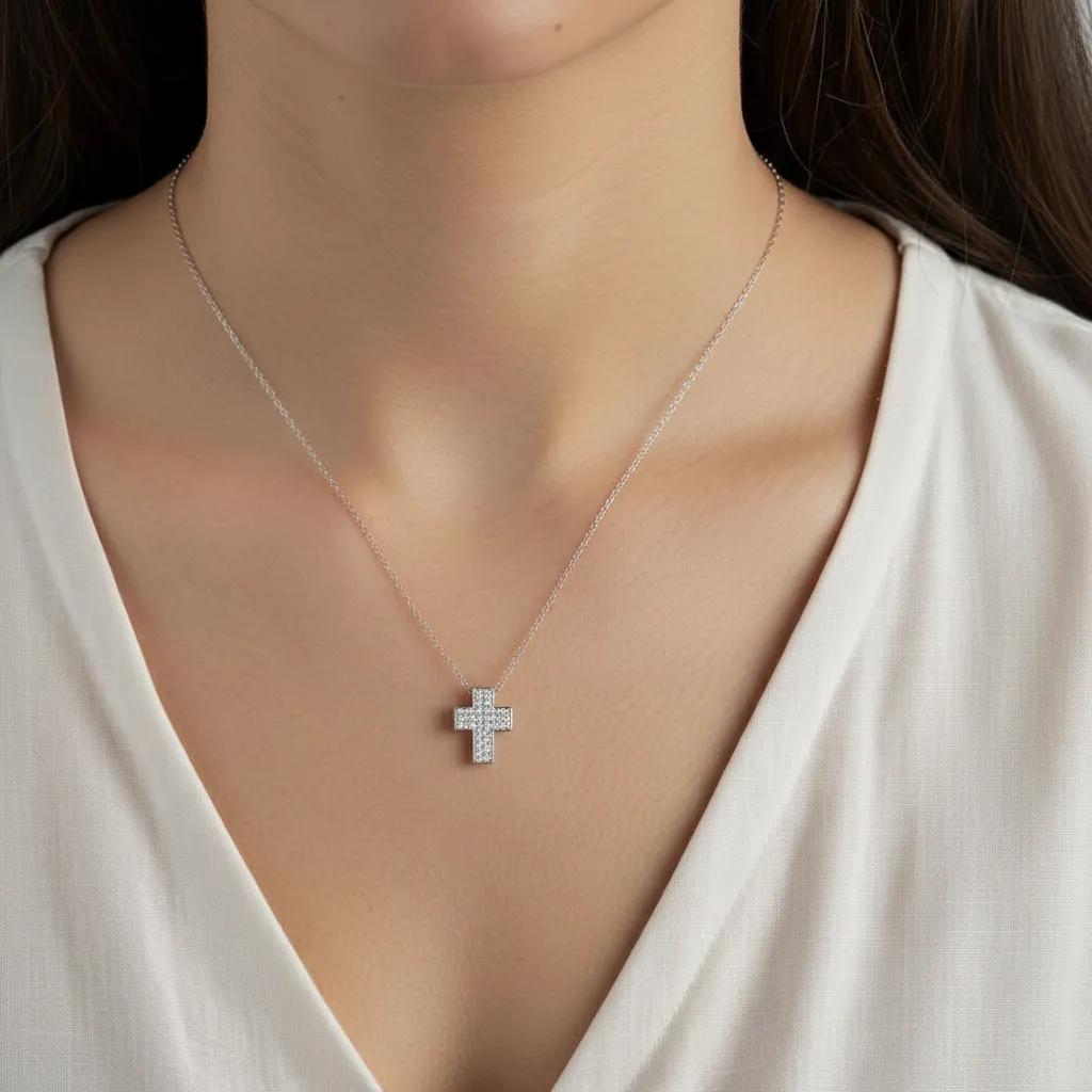 Collana con croce - Collana Small Silver Cross Icon - ARGENTO - FOTO 2