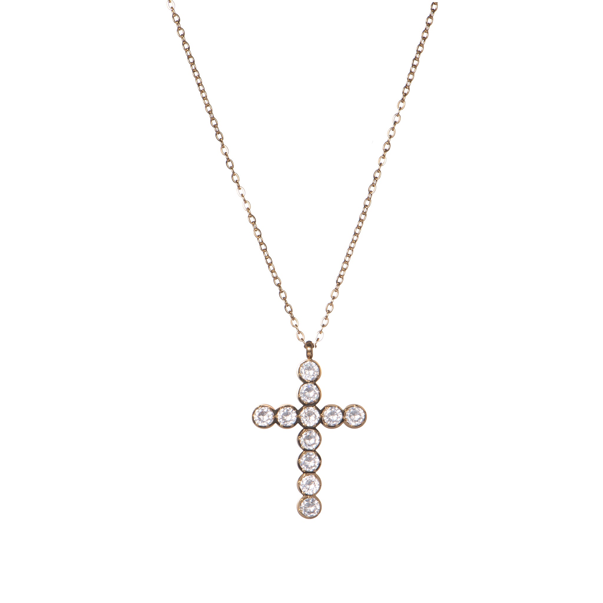 Collana con croce dorato - Collana Bubble Cross - ORO