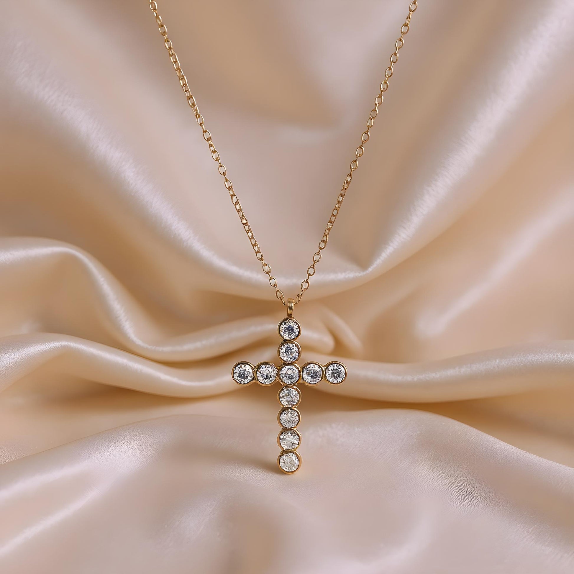 Collana con croce dorato - Collana Bubble Cross - ORO - FOTO 2