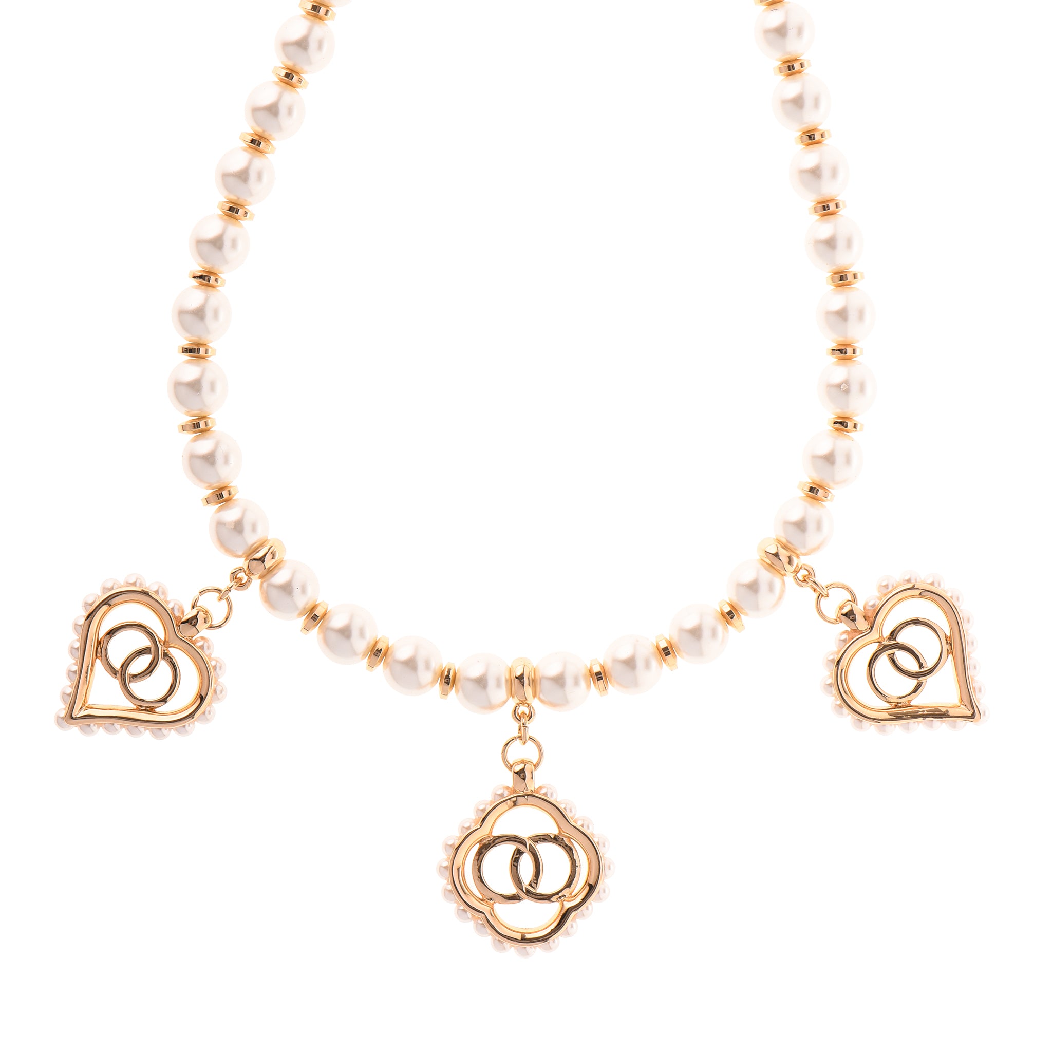 Collana con cuore dorato - Collana Gold Pearls & Hearts