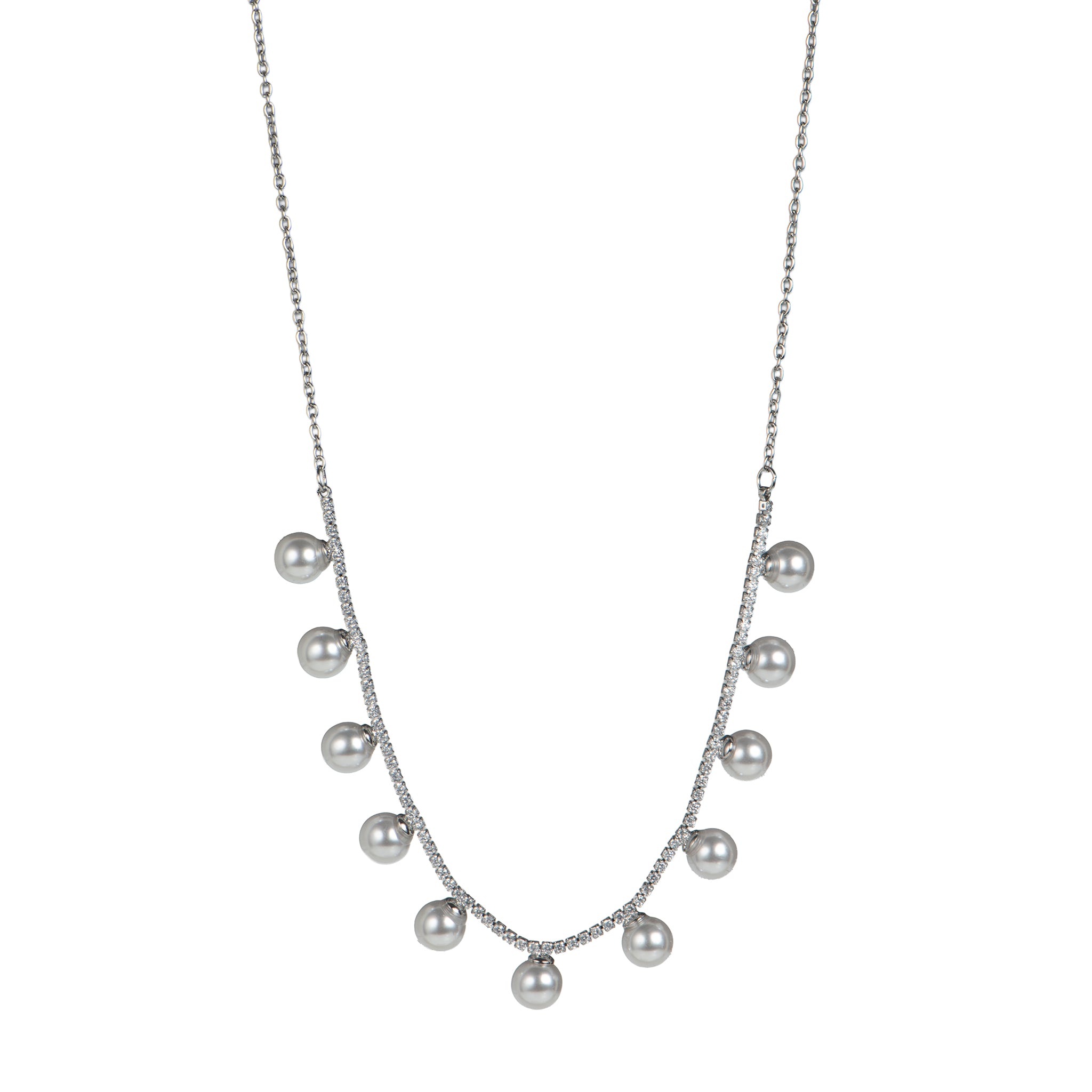Collana con zirconi - Collana Perla Moonlight Silver