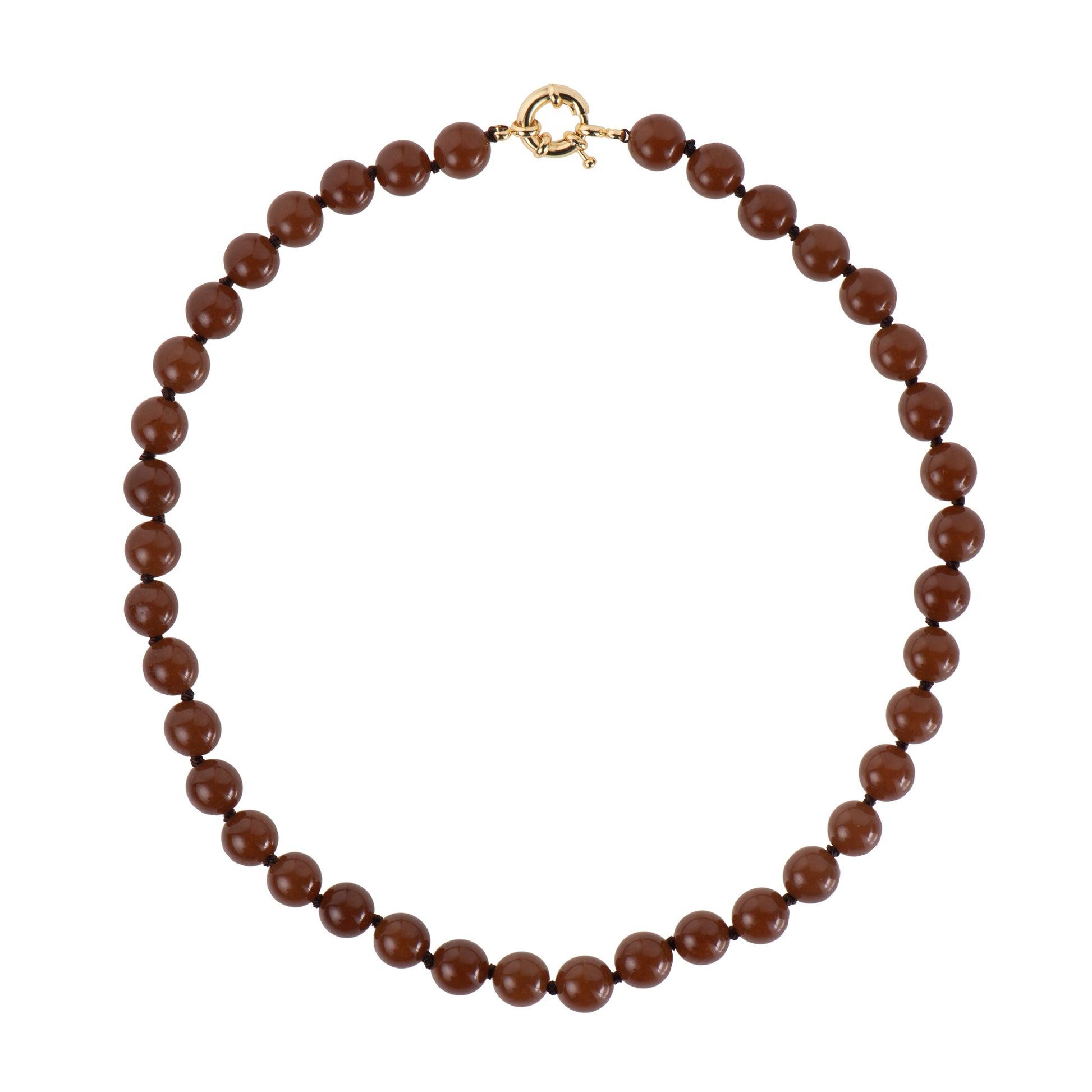 Collana dorato - Collana Bold Summer Beads - MARRONE