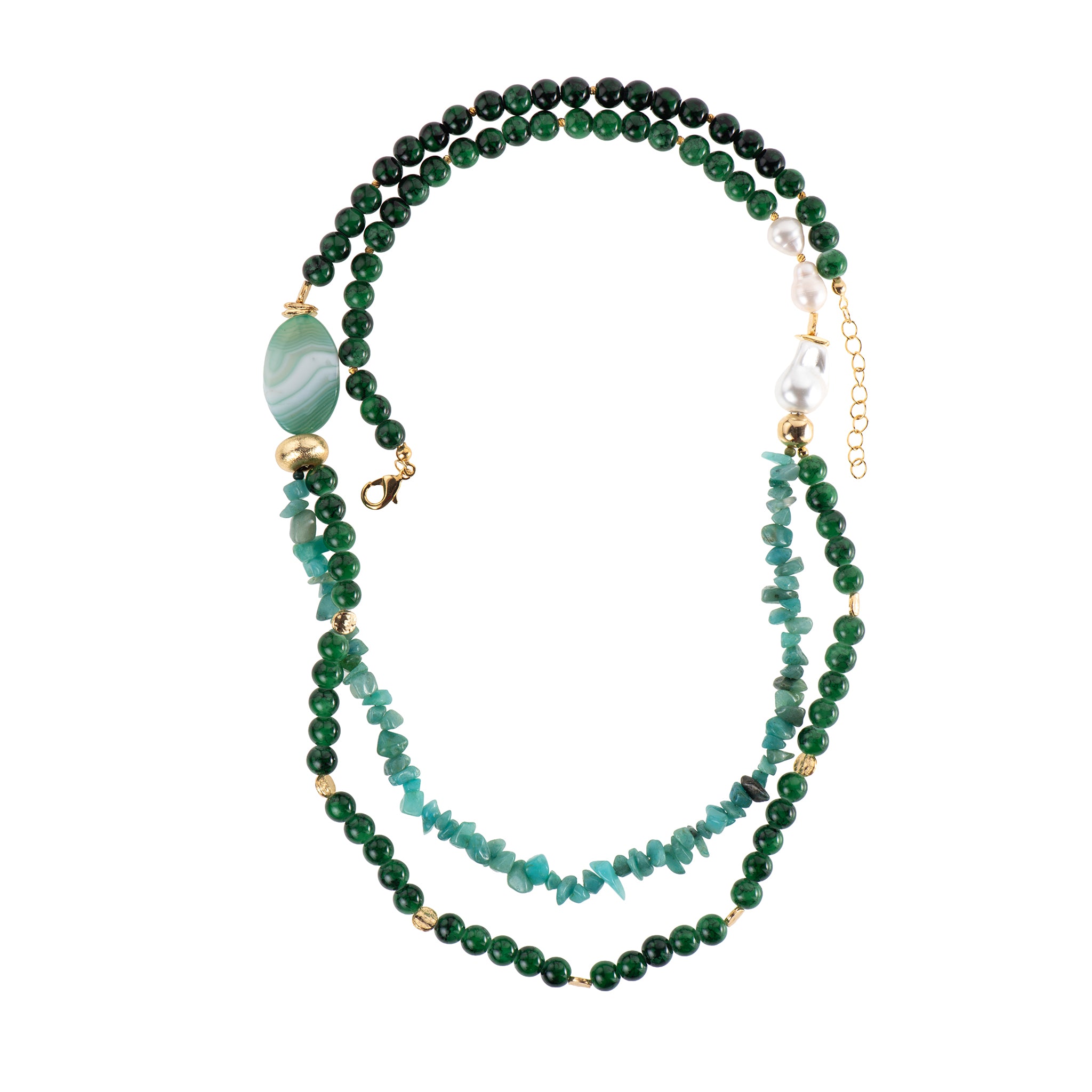 Collana dorato - Collana Emerald Abyss – Maxi Long Necklace