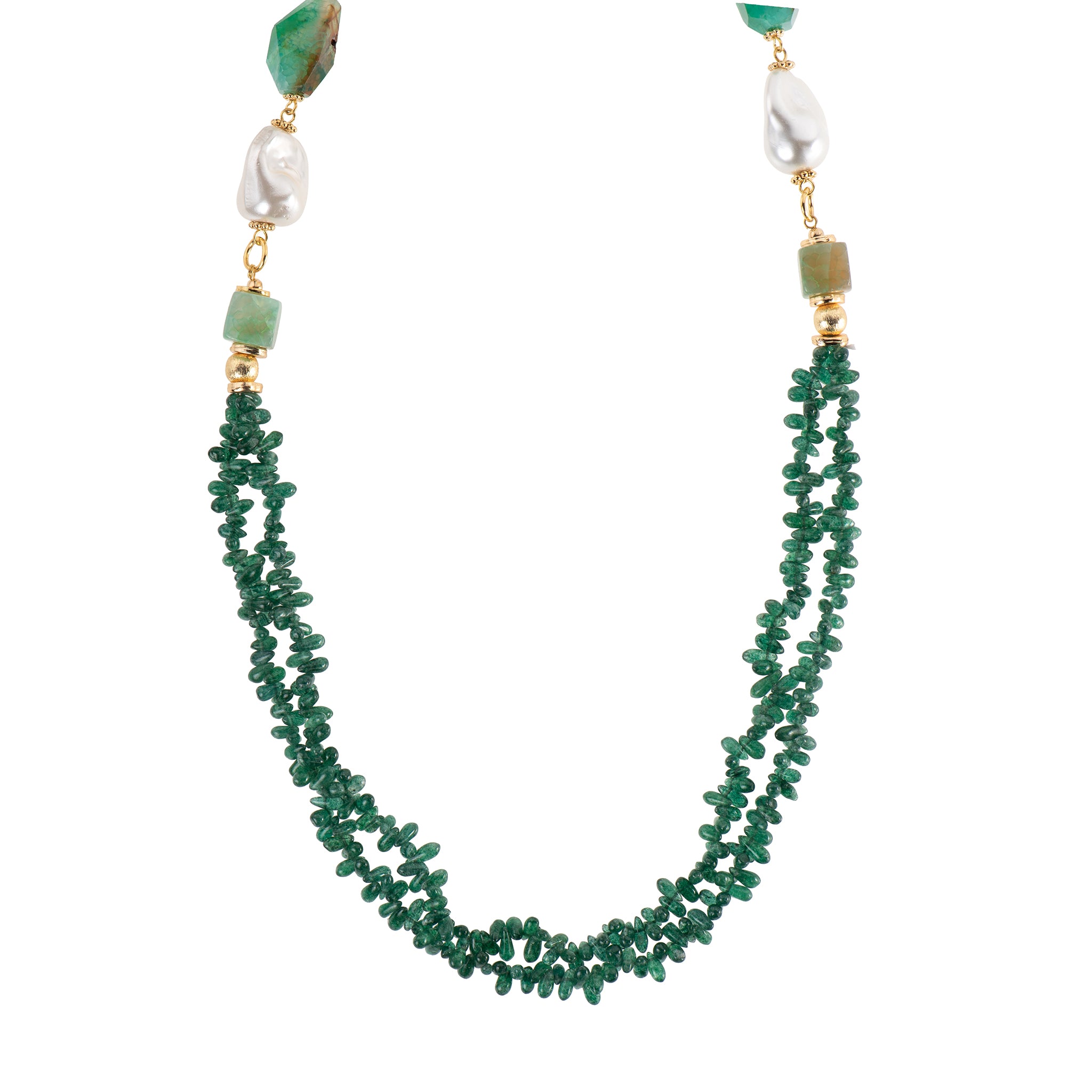 Collana dorato - Collana Emerald Vine - Maxi Long Necklace