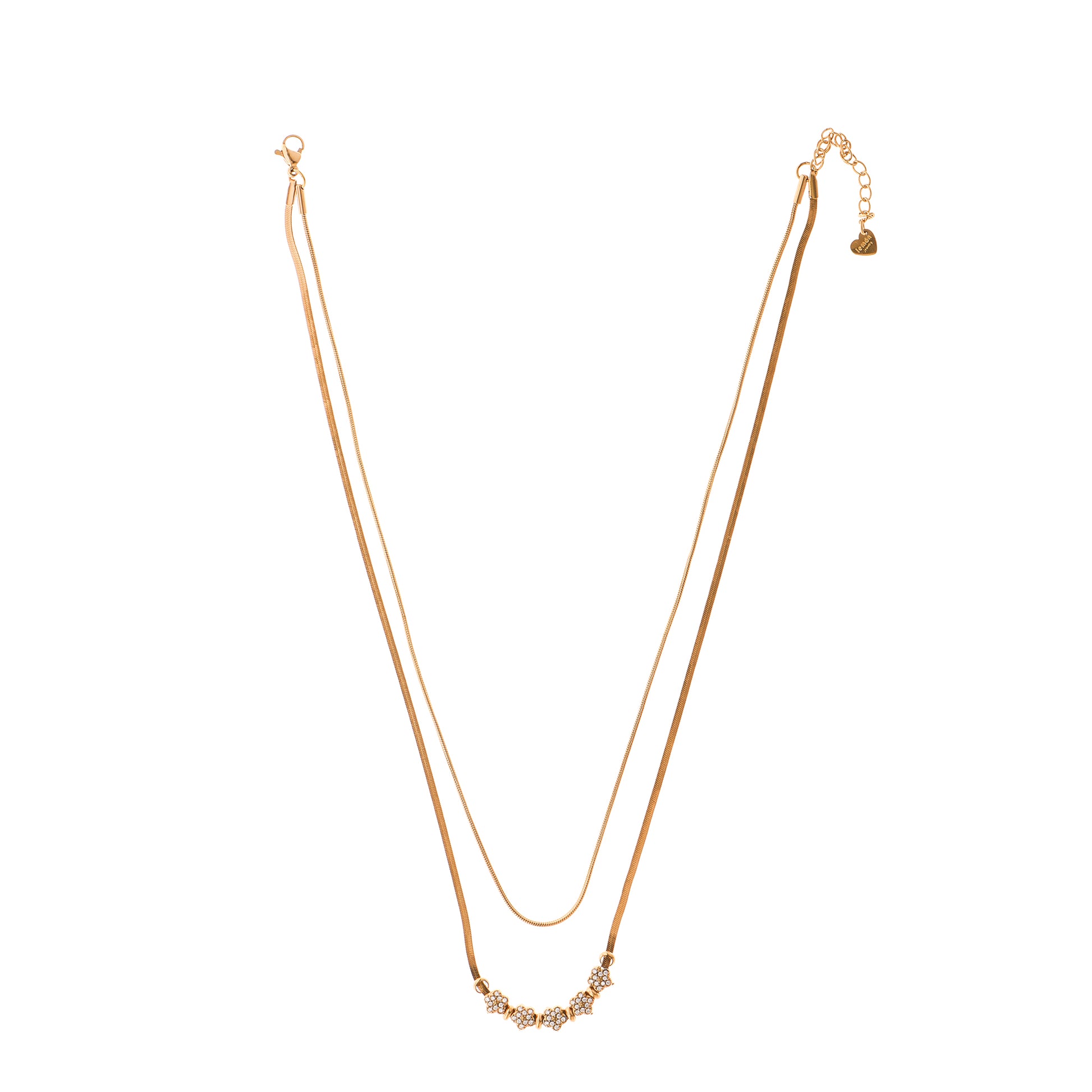 Collana dorato - Collana Gold Snake & Sparkle Flower