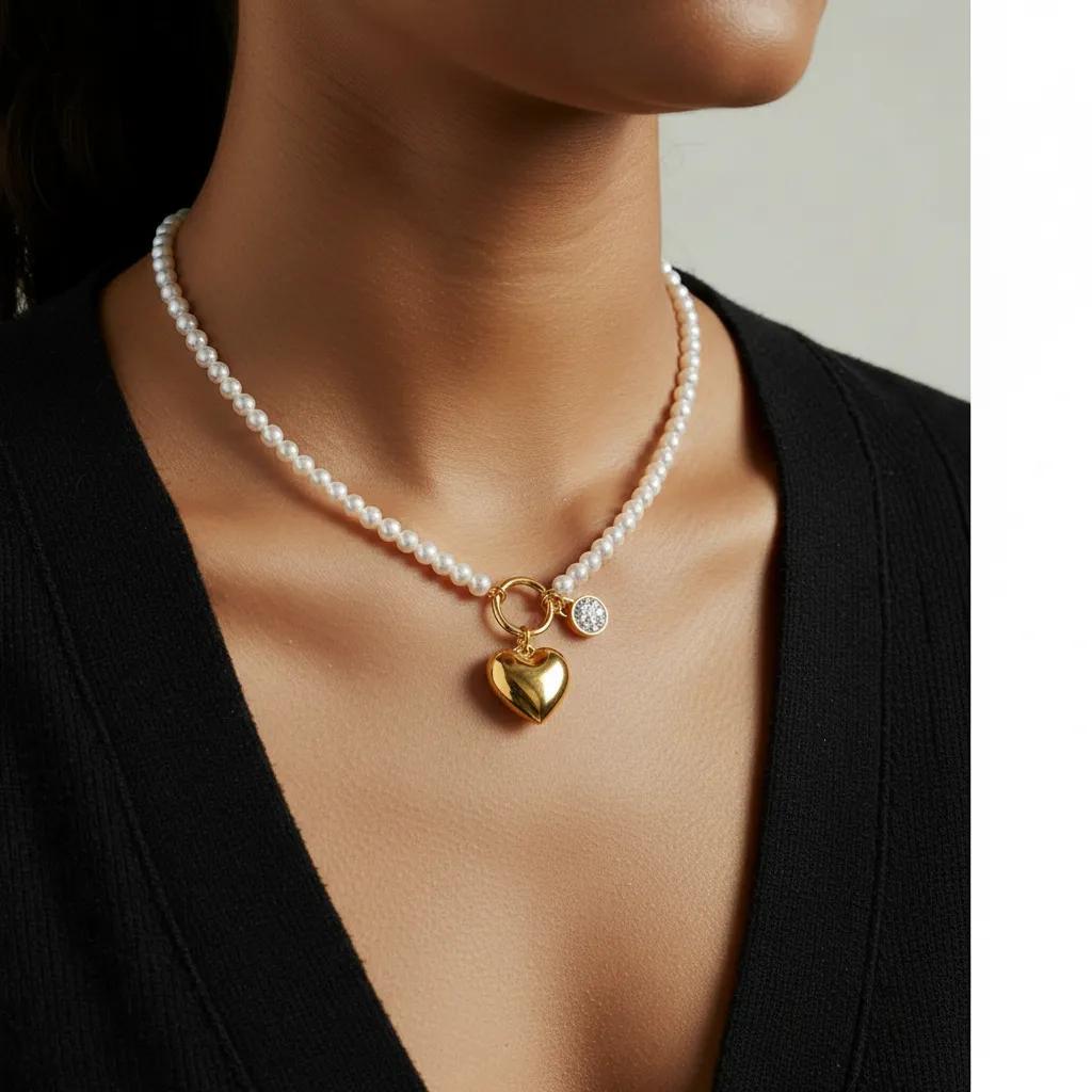 Collana dorato - Collana Golden Love & Pearl Strand - FOTO 2