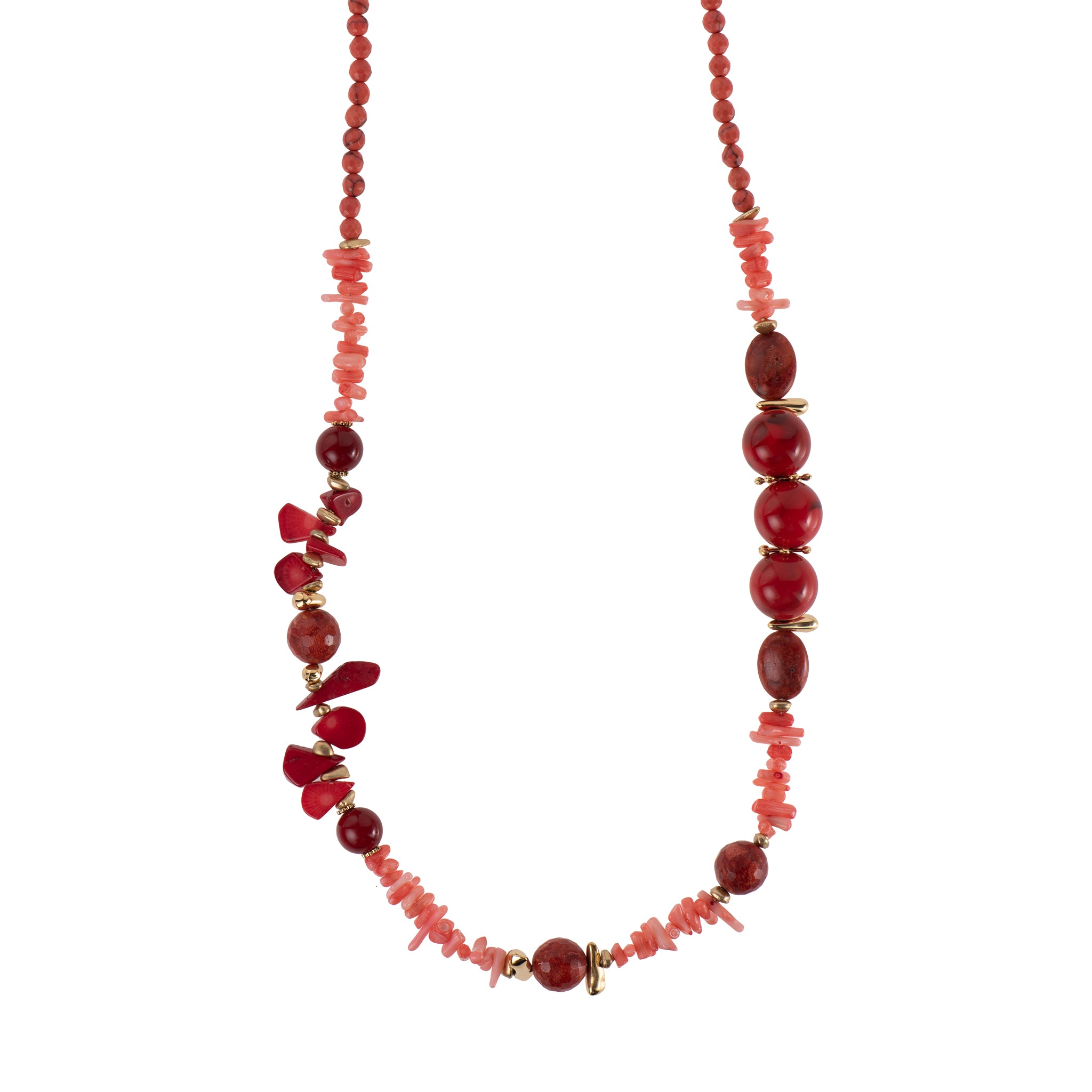 Collana dorato - Collana Red Coral Soul