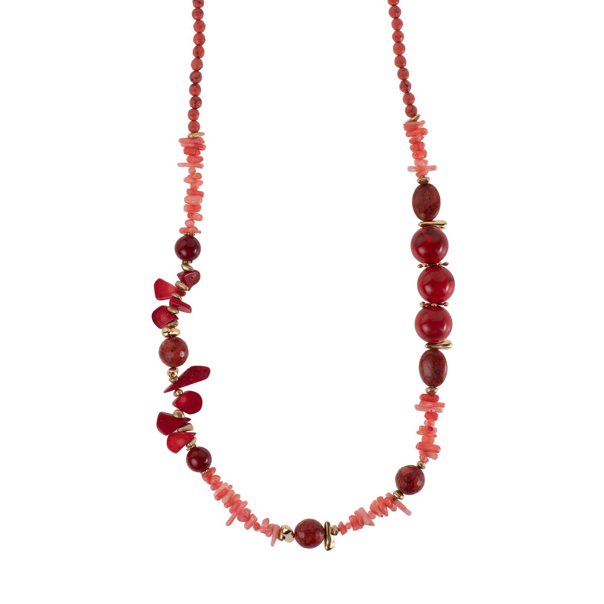 Collana dorato - Collana Red Coral Soul
