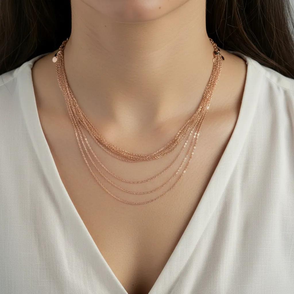 Collana dorato - Collana Rose Gold Waterfall Chain - FOTO 2