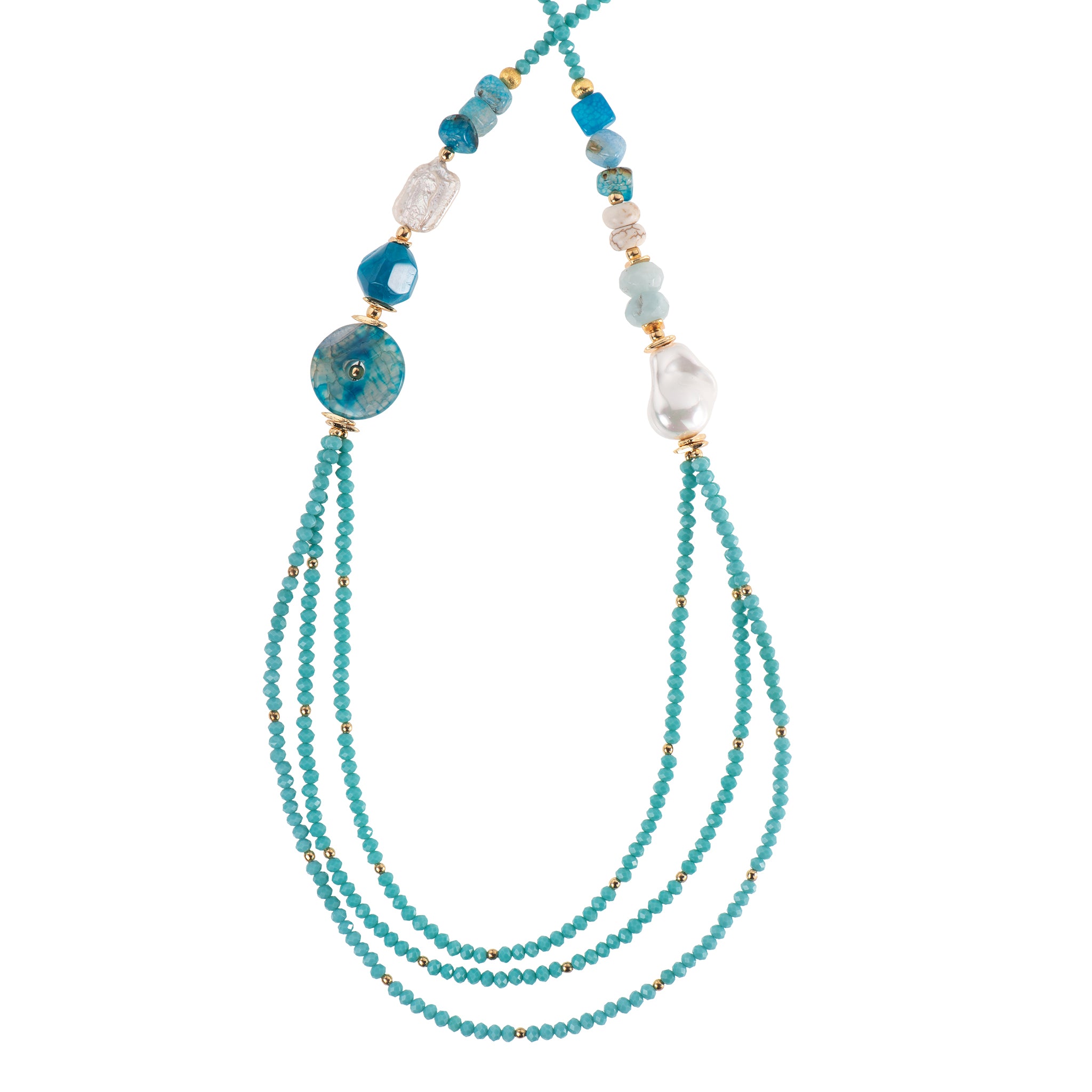 Collana dorato - Collana Turquoise Reef- Maxi Long Necklace