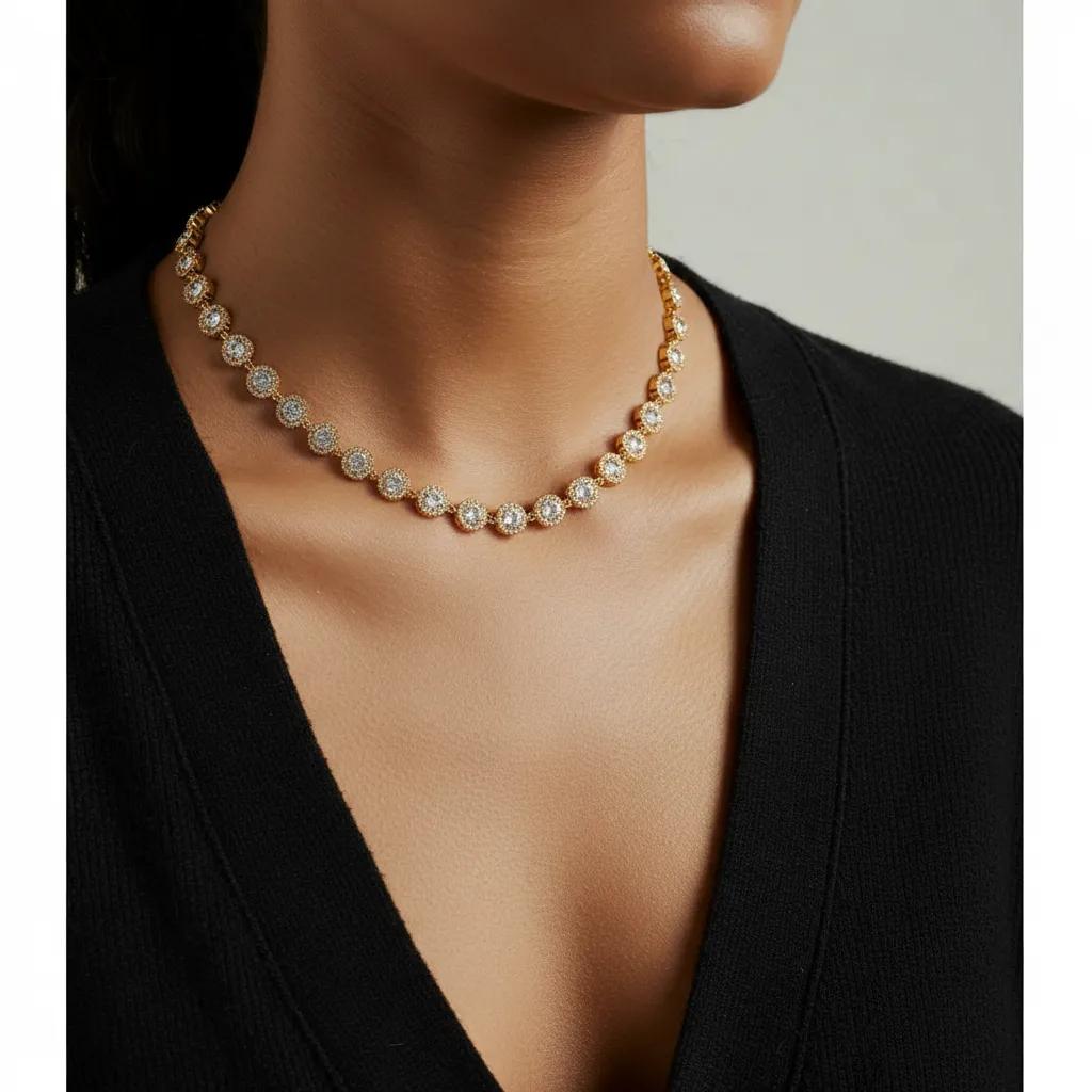Collana dorato con zirconi - Collana Gold Zircon -FOTO 2