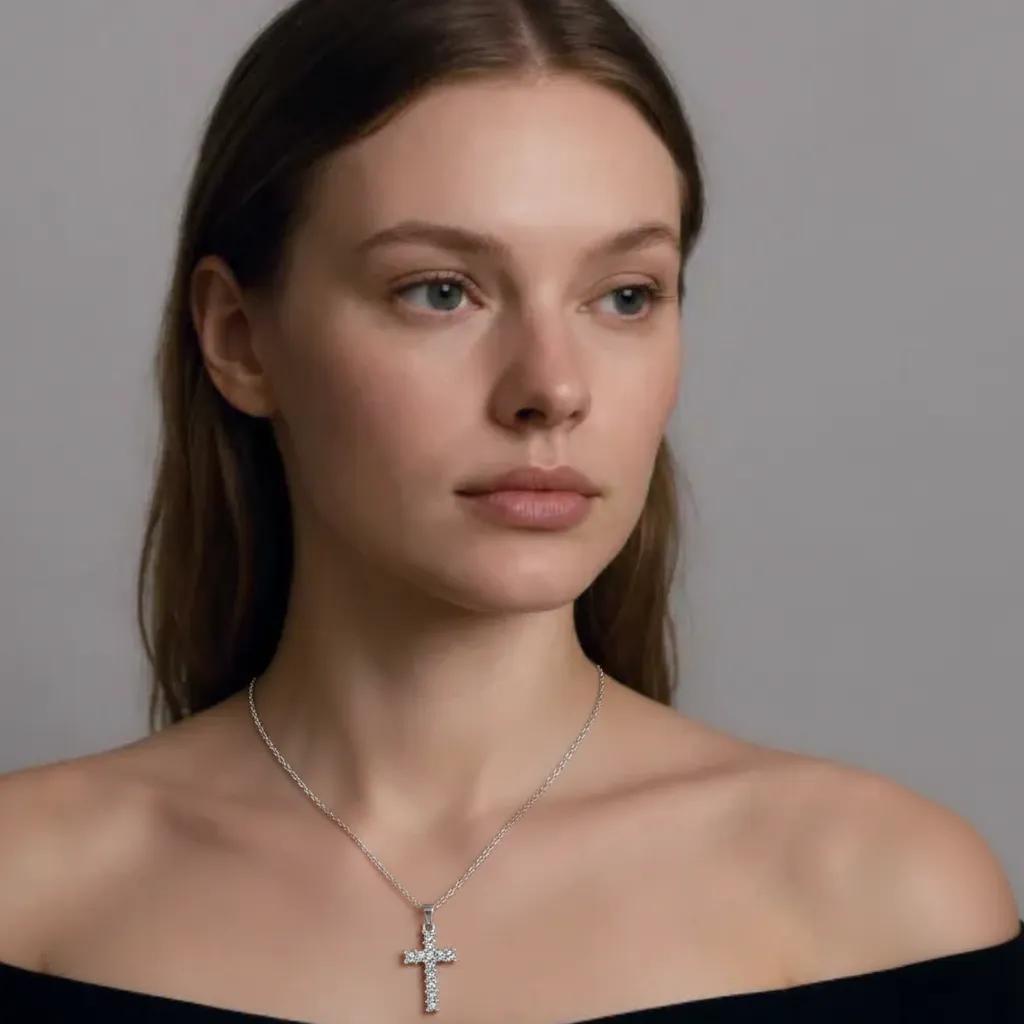 Collana pendenti con croce dorato - Collana Crystal Cross - ARGENTO - FOTO 2