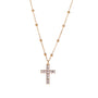 Collana pendenti con croce dorato - Collana Rosary Ice Cross – Gold & Crystal
