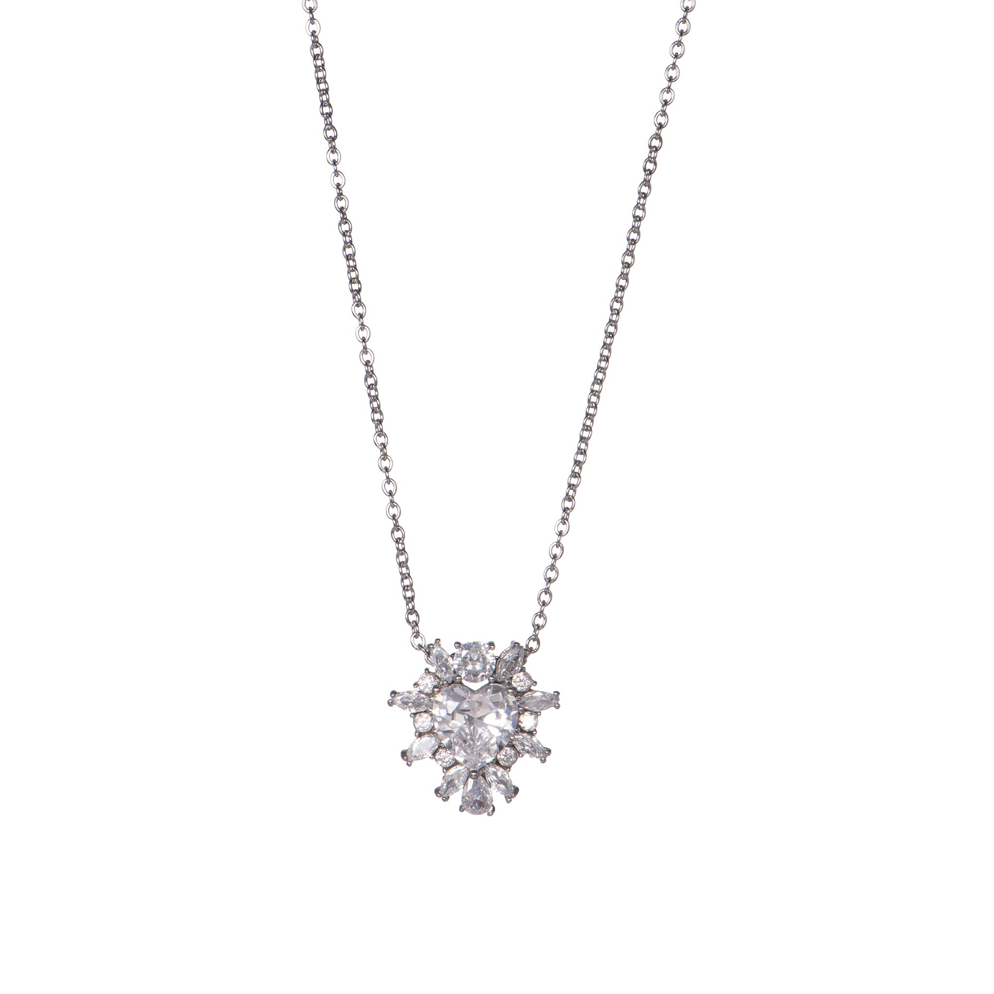 Collana pendenti con cuore - Collana Silver Bright Heart - BIANCO