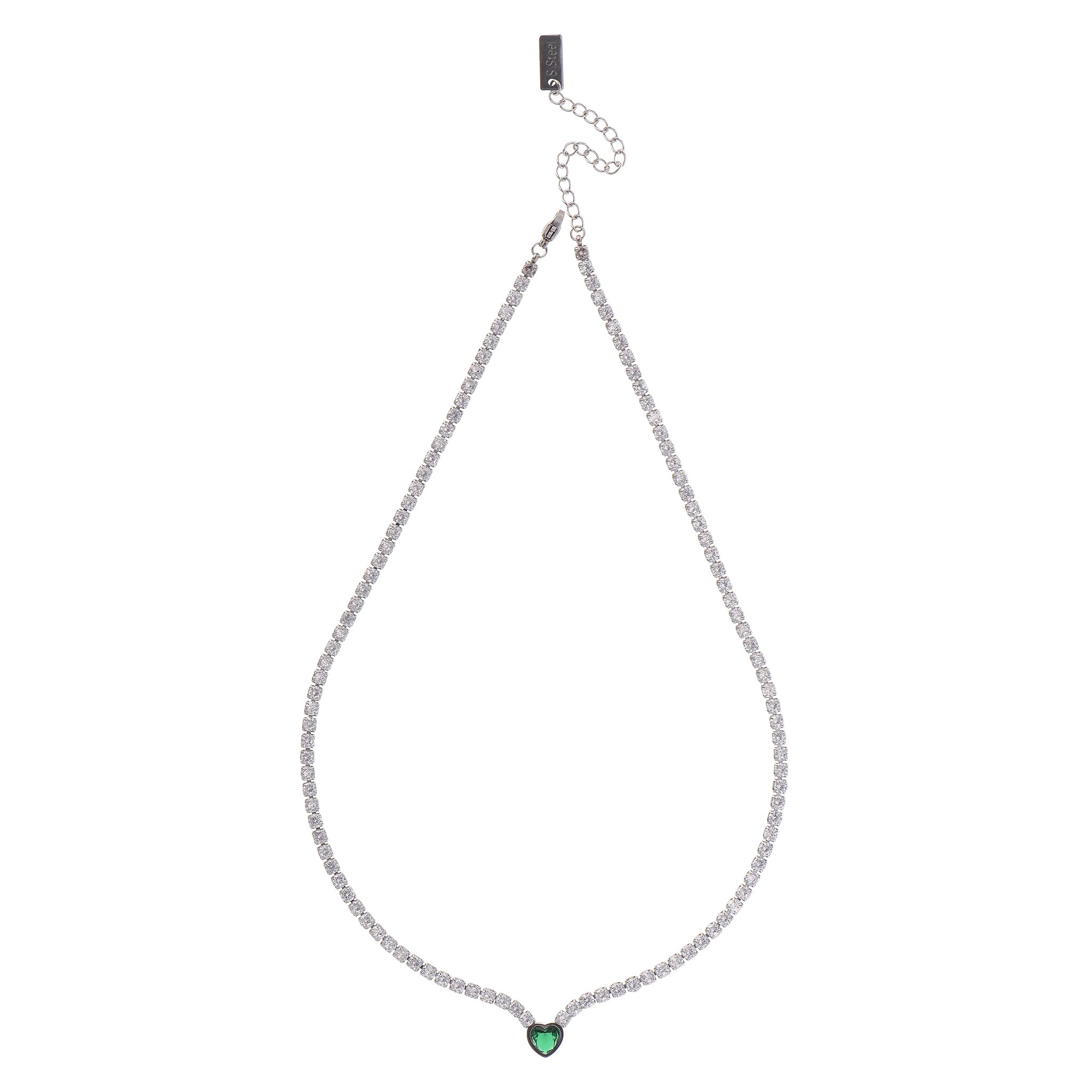 Collana pendenti con cuore - Collana Silver Emerald Heart