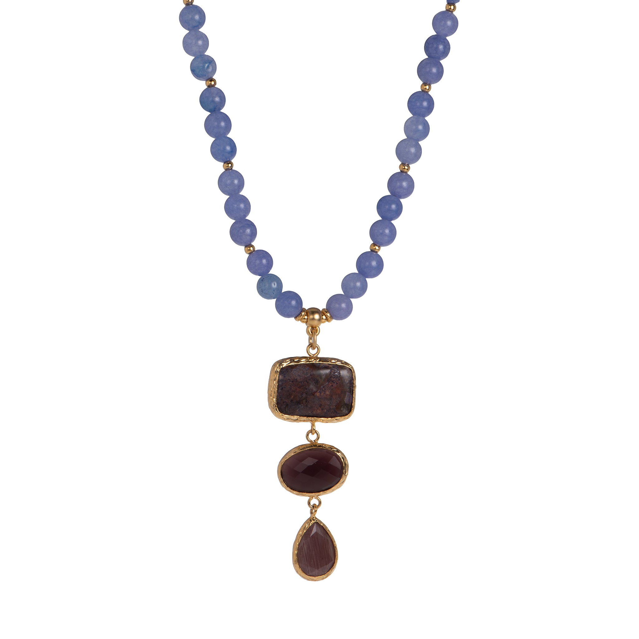 Collana pendenti dorato - Collana Mediterranea Violet and Brown