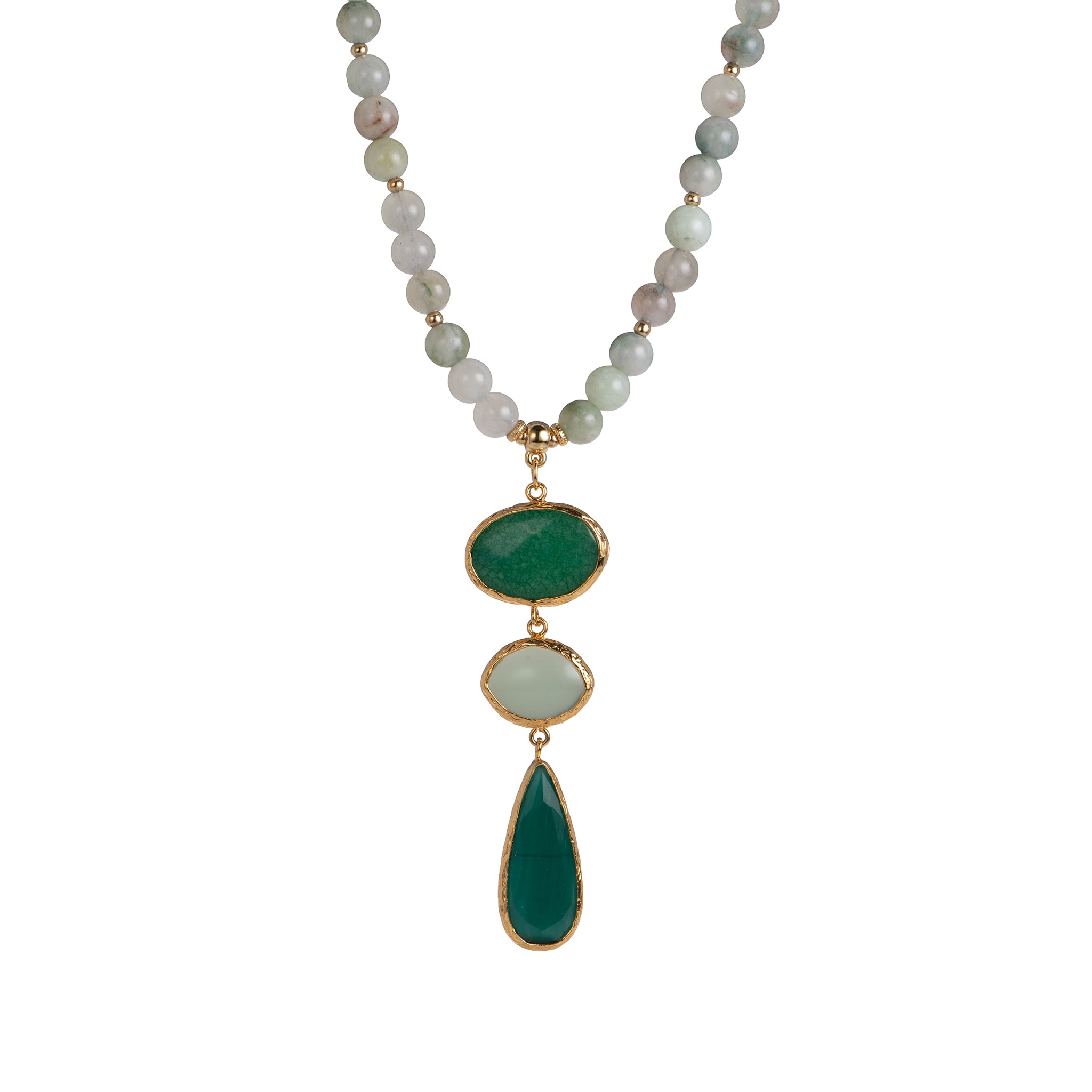 Collana pendenti dorato - Collana Mediterranea White and Green