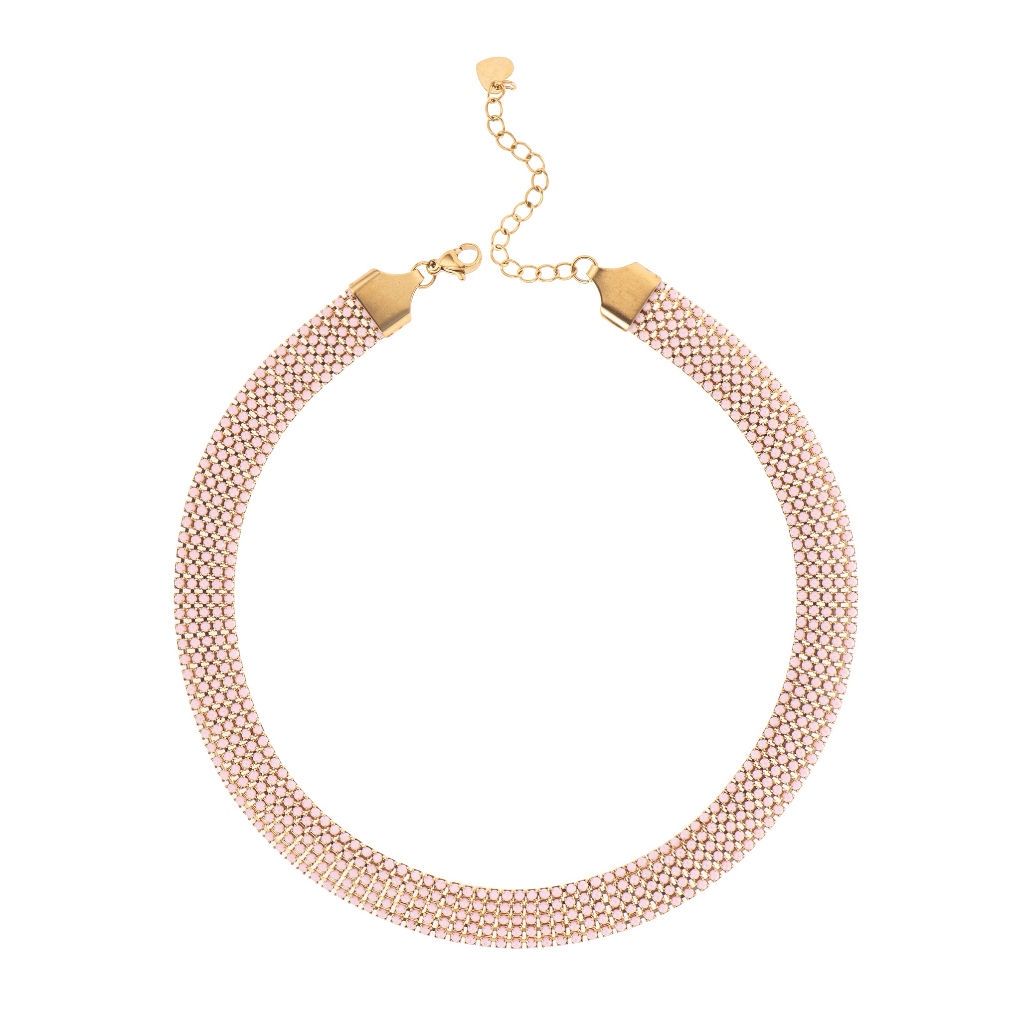 Gioiello con cuore con charm dorato - Girocollo Mesh Crystal