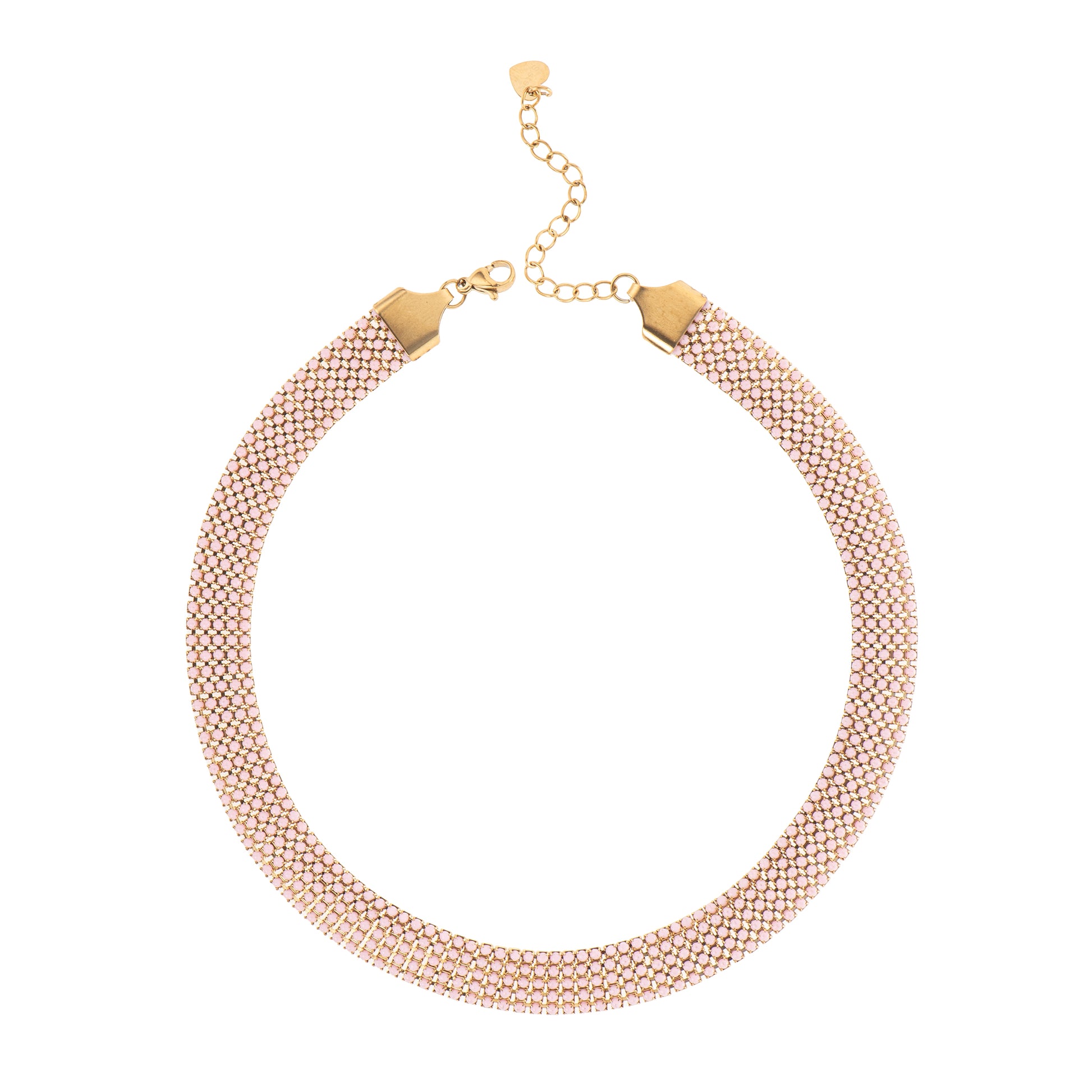 Gioiello con cuore con charm dorato - Girocollo Mesh Crystal