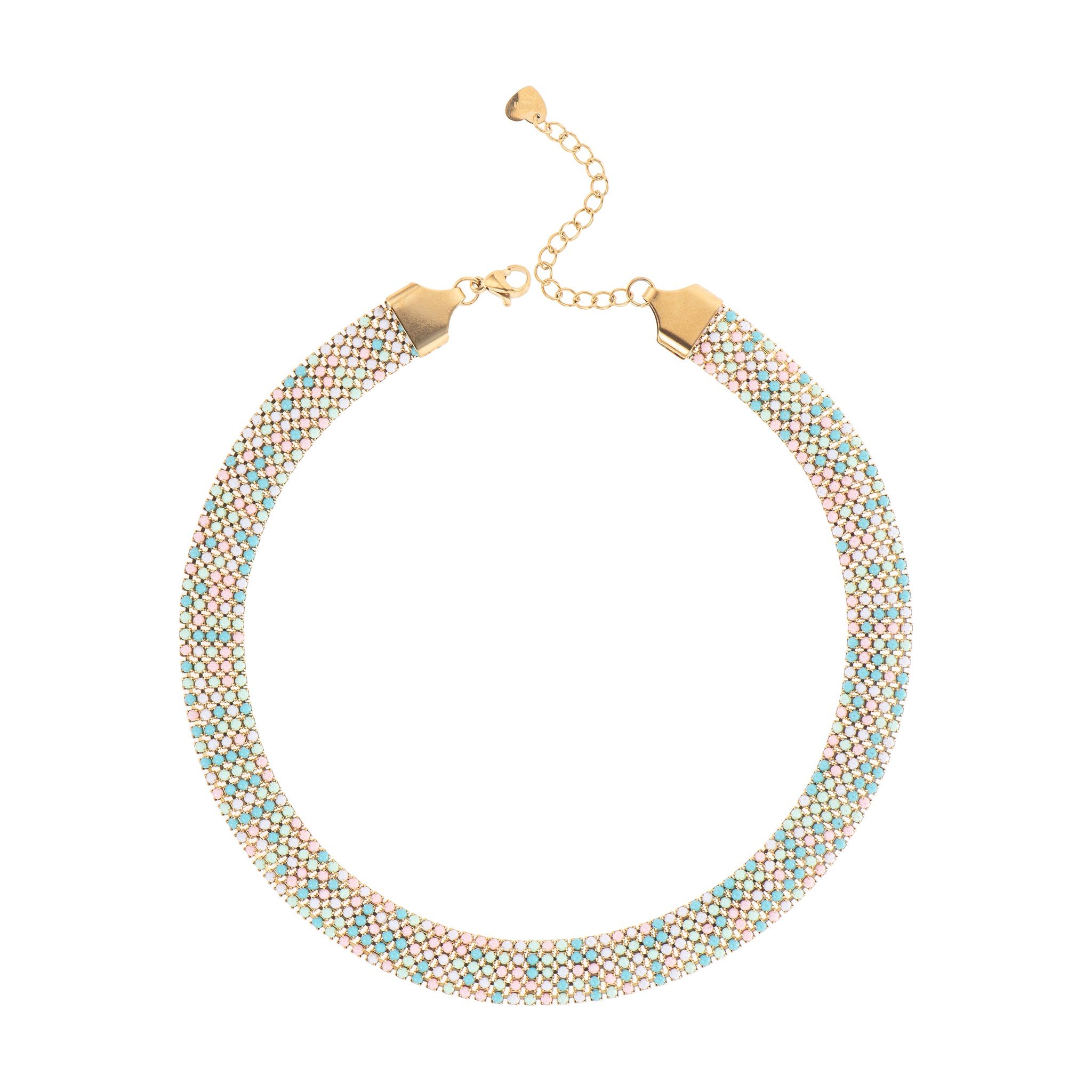 Gioiello con cuore con charm dorato - Girocollo Mesh Crystal - MULTICOLORE