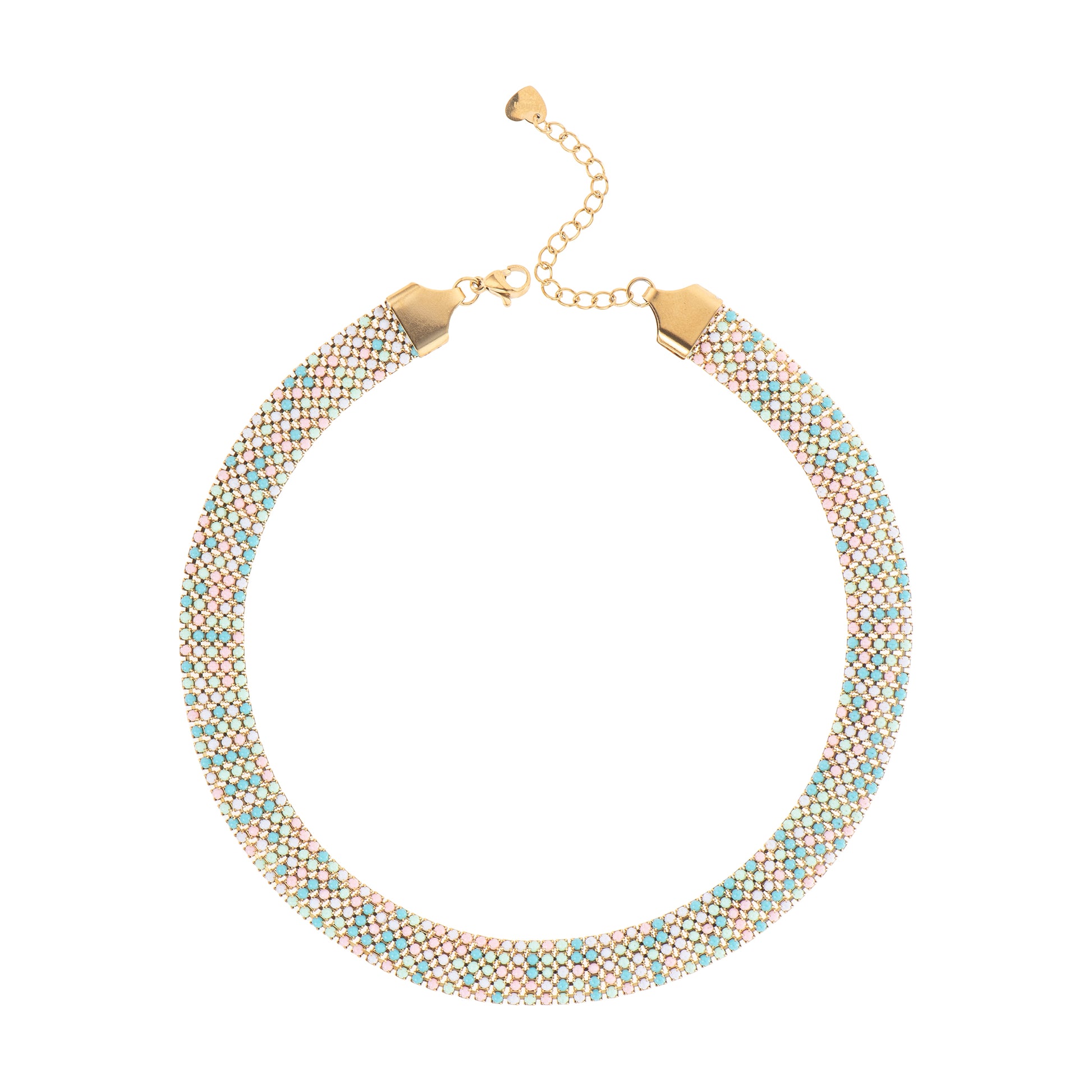 Gioiello con cuore con charm dorato - Girocollo Mesh Crystal - MULTICOLORE