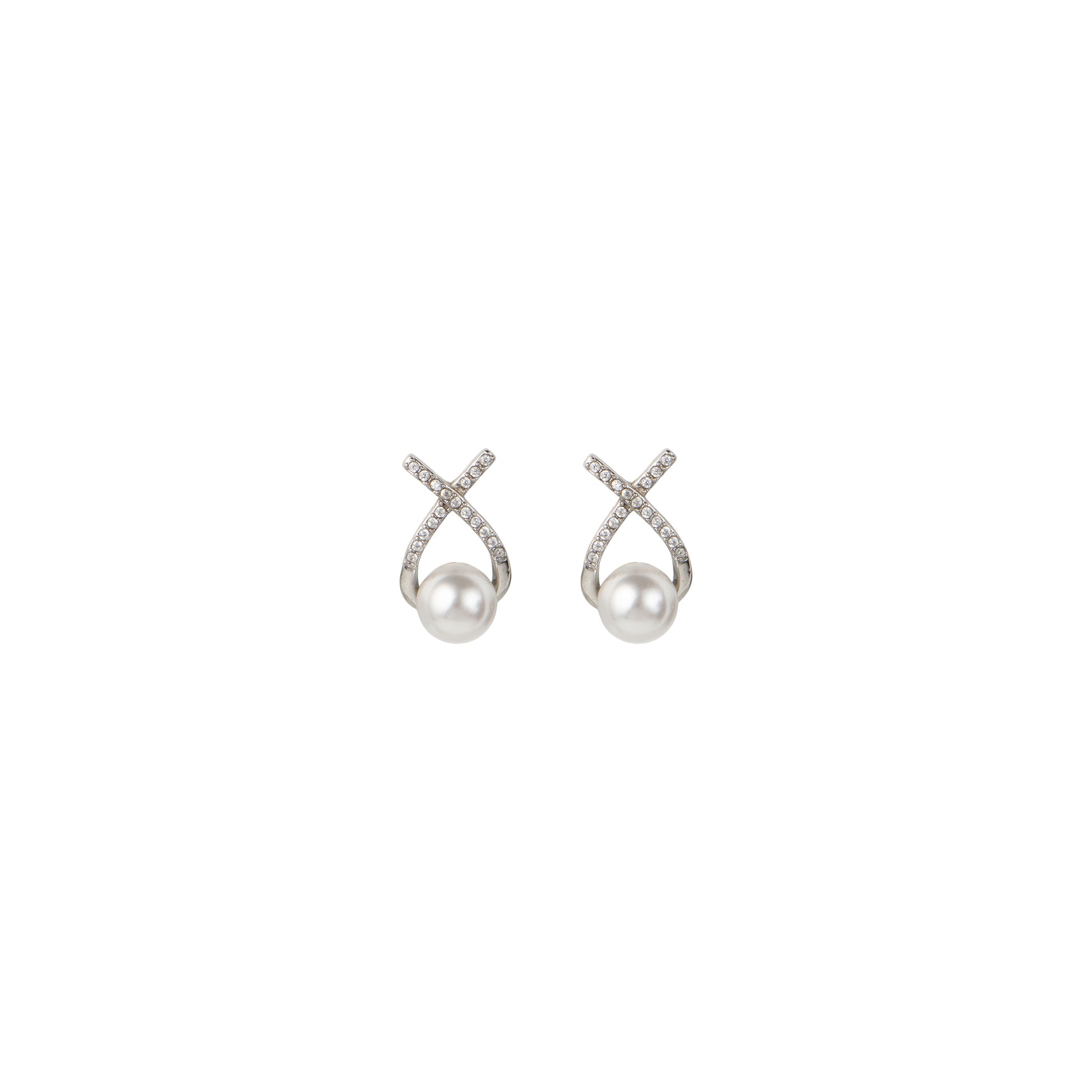 Orecchini con croce dorato - Orecchini Cross Pearls - ARGENTO