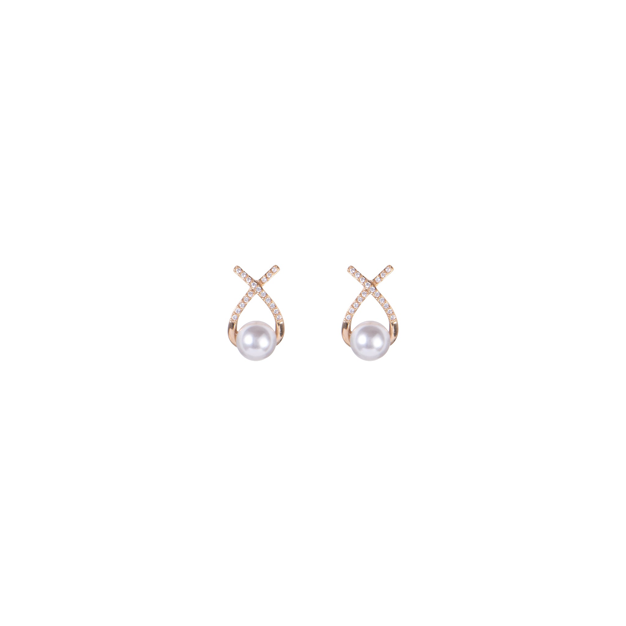 Orecchini con croce dorato - Orecchini Cross Pearls - ORO