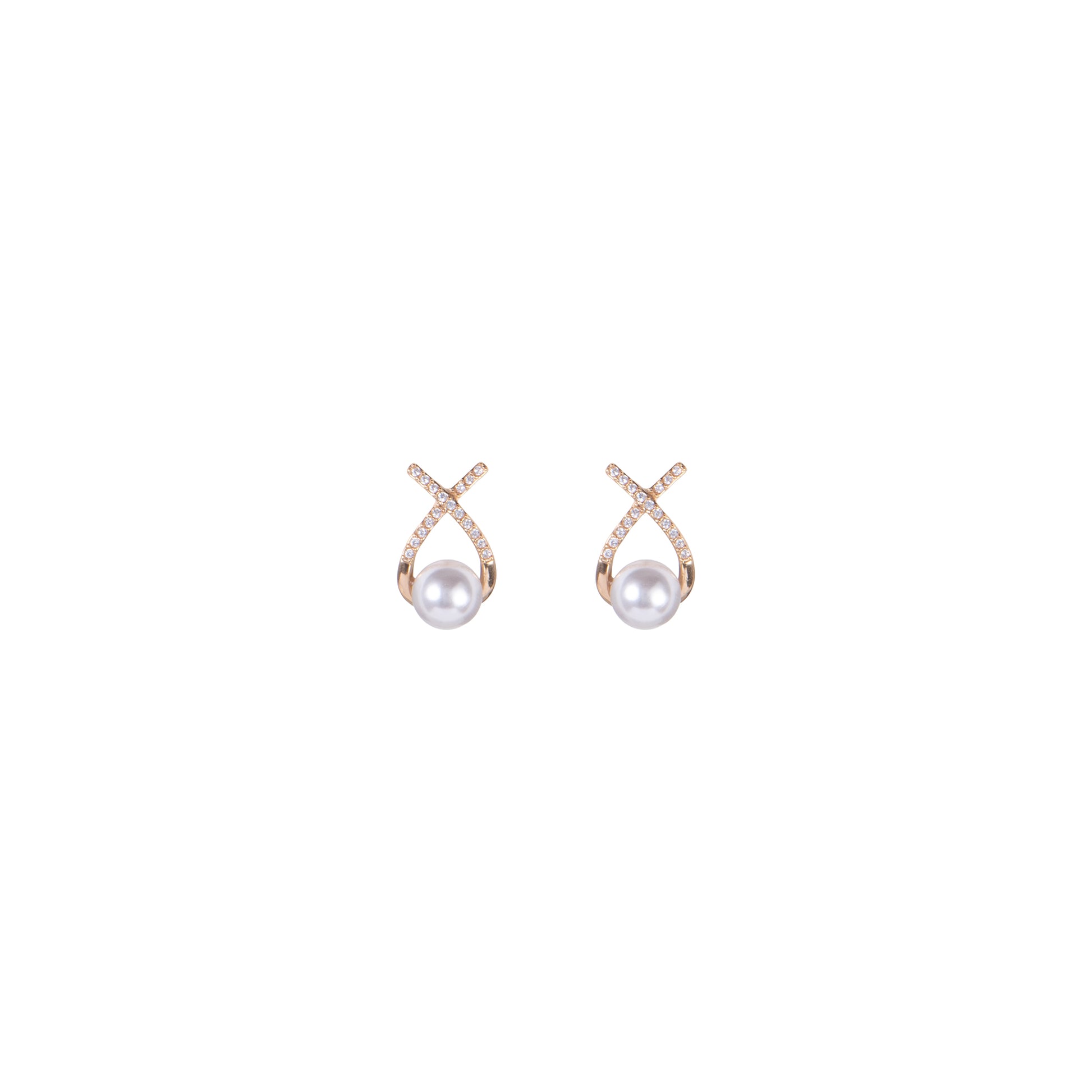 Orecchini con croce dorato - Orecchini Cross Pearls - ORO