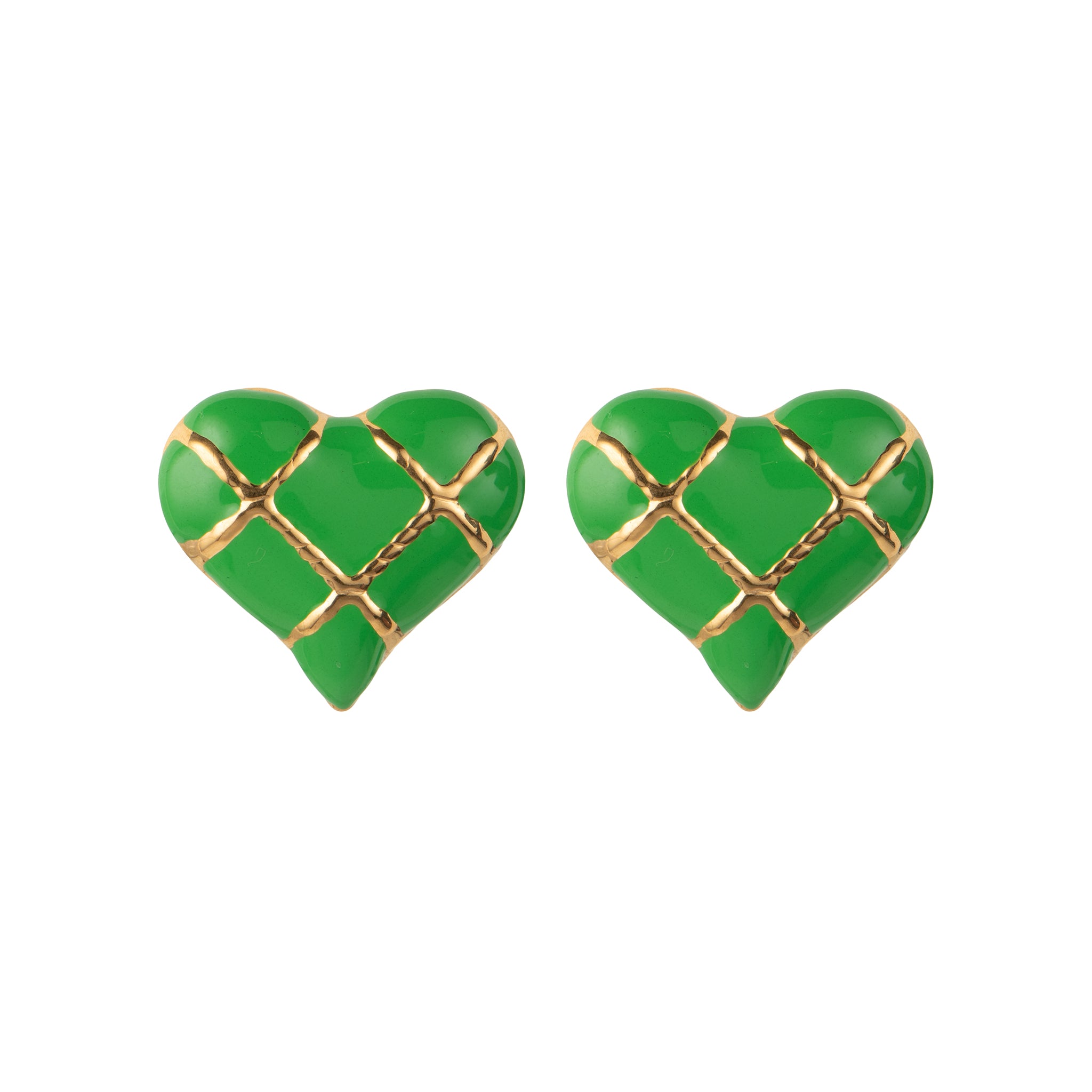 Orecchini con cuore dorato - Orecchini Heart Color Gold - VERDE