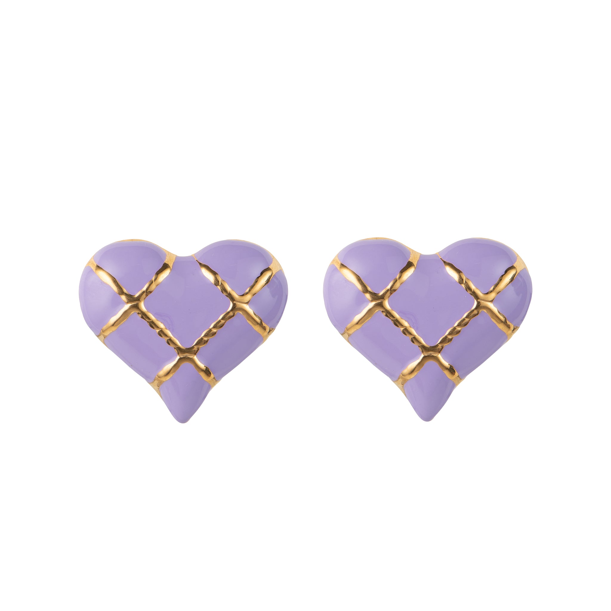Orecchini con cuore dorato - Orecchini Heart Lavender Gold